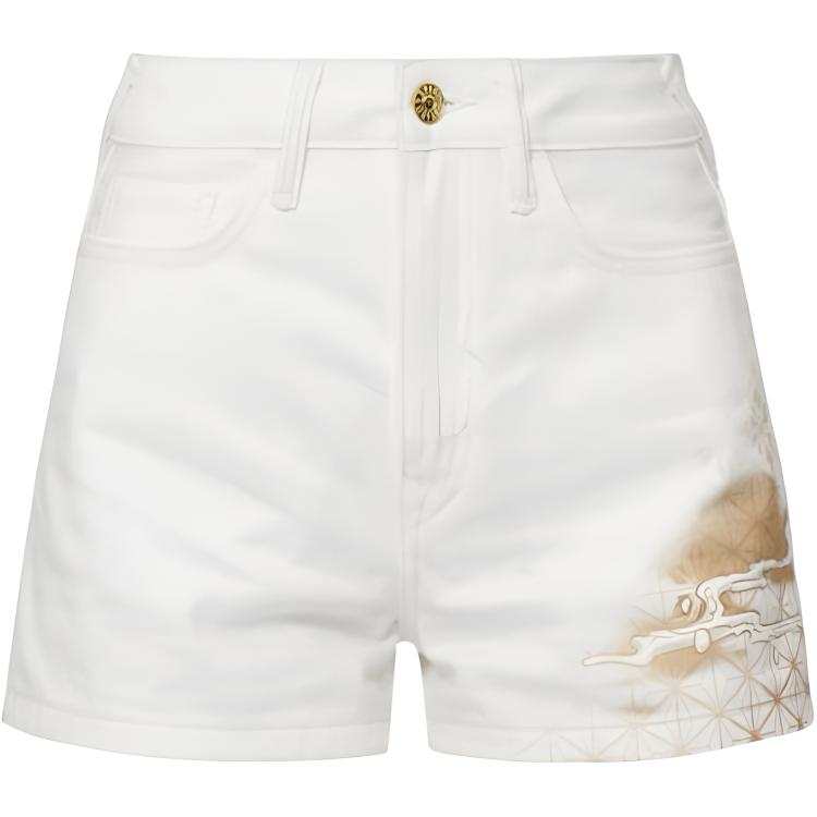 EVISU Denim Shorts Women's White Moderate Straight Fit Pants