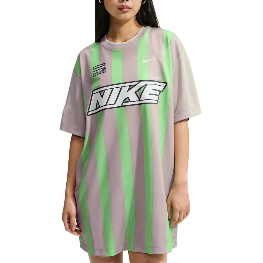 Nike Nike Sportswear Short Sleeved Dresses Women's Cream II/Phantom Green/White Crew Neck Moderate