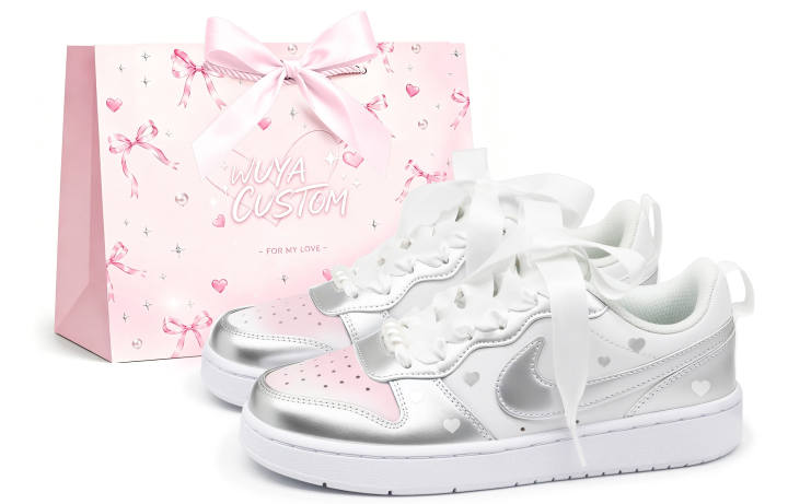 Nike Nike Court Borough Skateboard Shoes Women's Low Top Silver/Pink