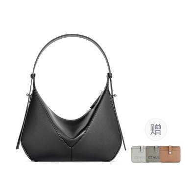 Cthulhu Cow Leather Portable One Shoulder Bag Gondola Shoulder Bag Medium Women's Ecru/Black