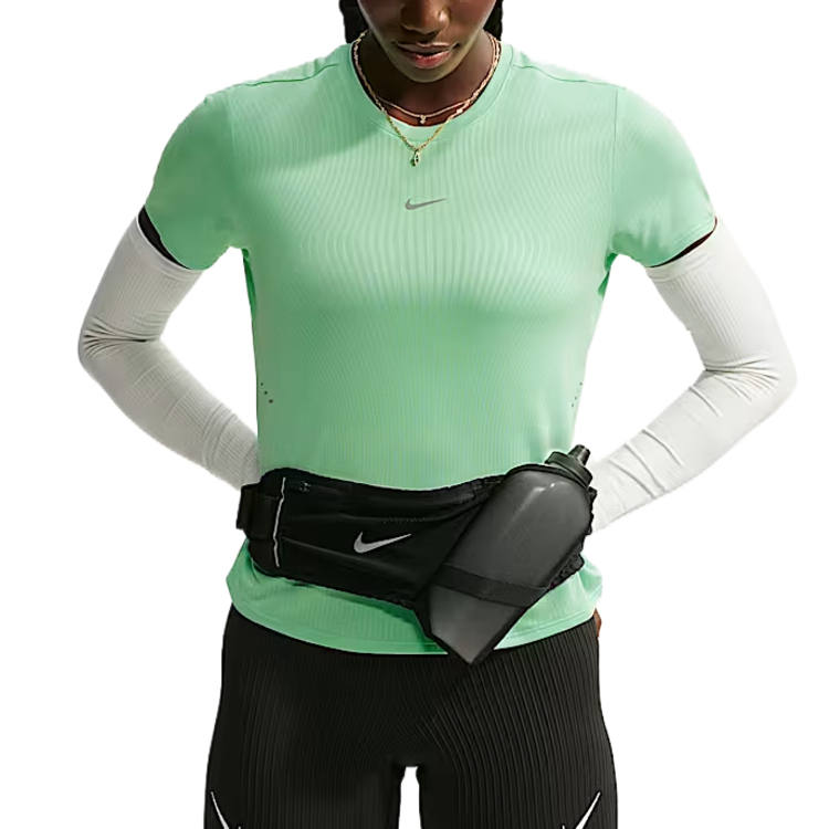 Nike Nike Running T Shirts Women's Iridescent Green/Aluminum Crew Neck Moderate