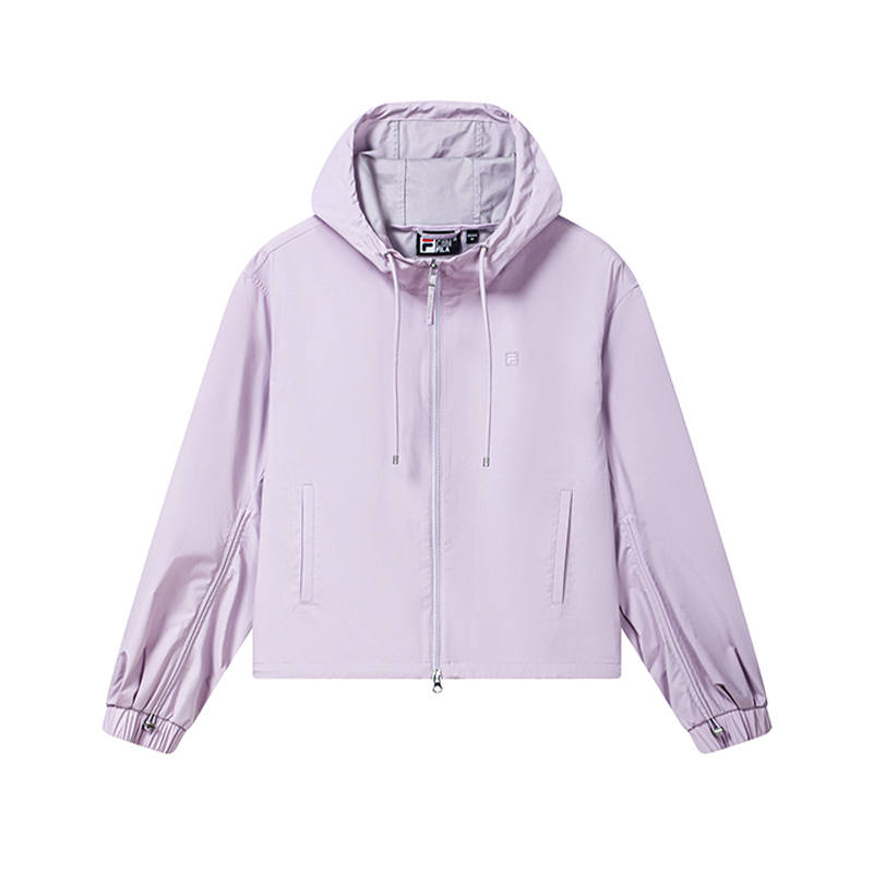 FILA WHITE Jackets Women's Light Pinkish Purple Hooded Non Detachable Moderate