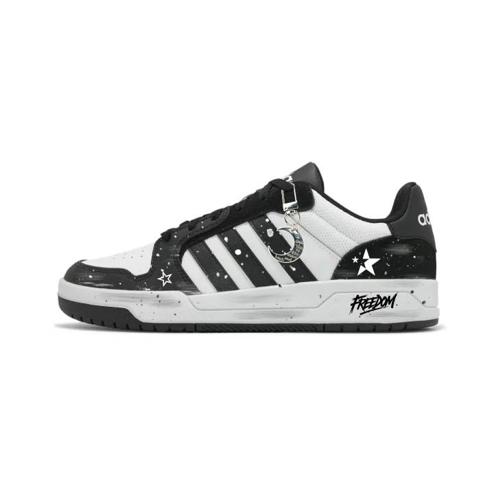 Adidas Adidas ENTRAP Skateboard Shoes Unisex Low Top Black & White Starry Sky Ink Splatter