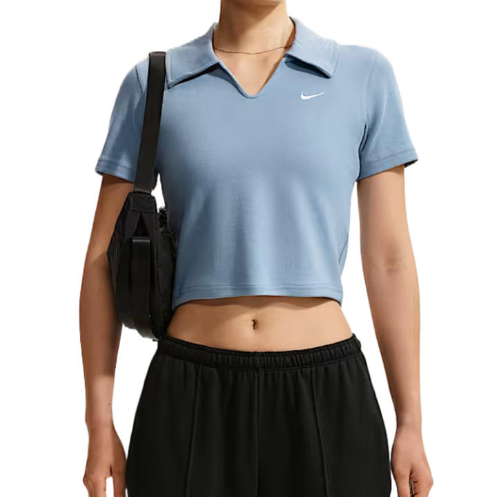 Nike Nike Sportswear T Shirts Women's Work Blue/White Lapel Moderate