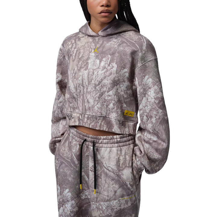 Jordan Jordan Brooklyn Sweatshirts Women's White/Bright Lemon Hooded Non Detachable Moderate