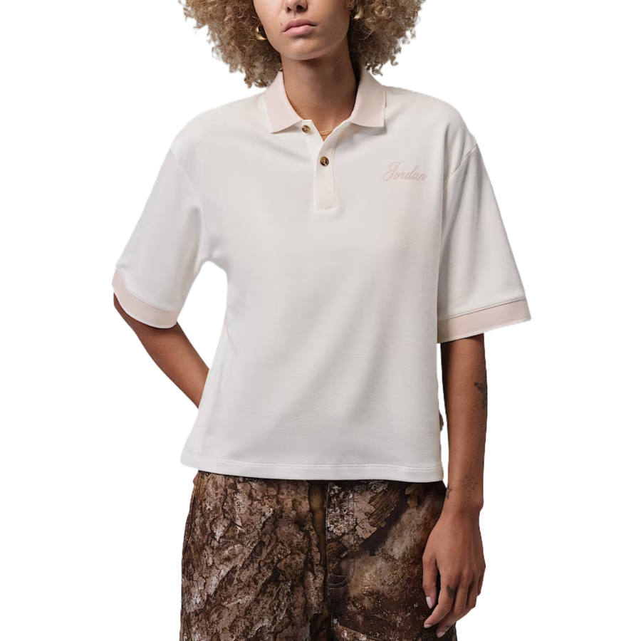 Jordan Jordan Sport Polo Shirts Women's Sail White/Light Orewood Brown/Sail White/Sail White Lapel Moderate