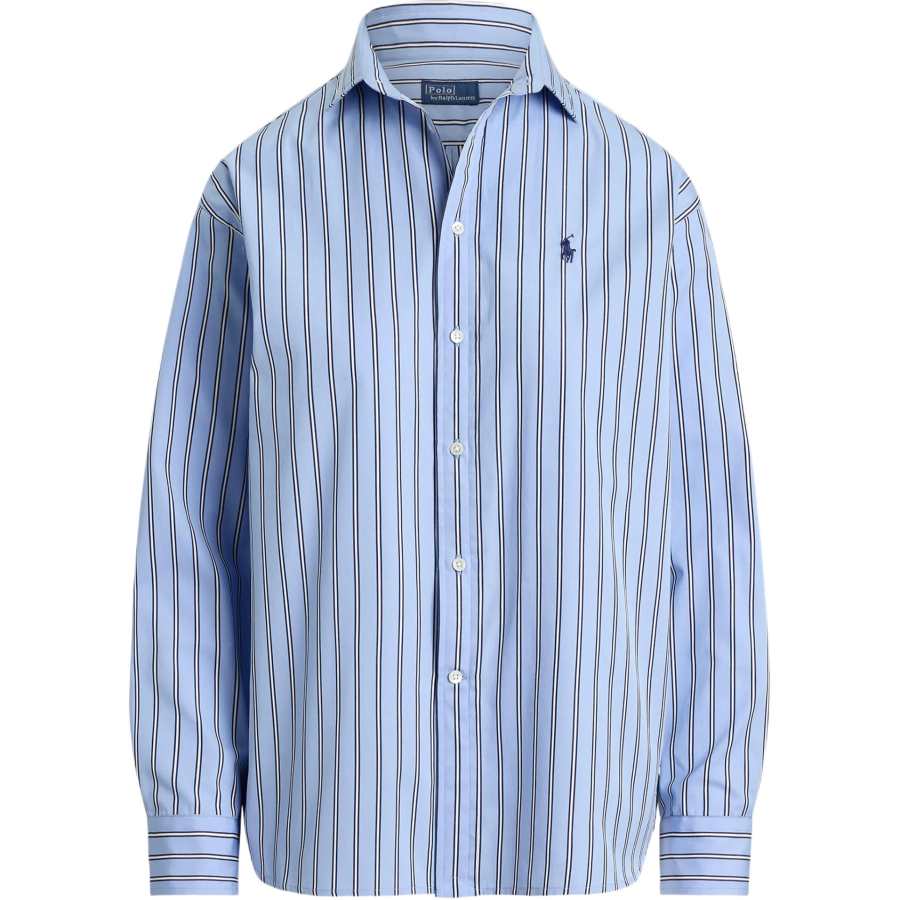 Polo Ralph Lauren Shirts Women's Blue Lapel Moderate Straight Fit