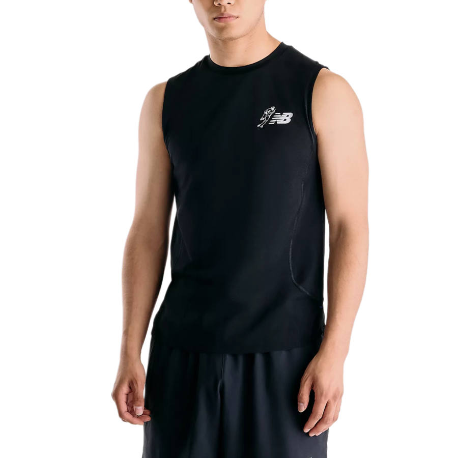 New Balance New Balance Tank Tops Men's Black Crew Neck Moderate Straight Fit