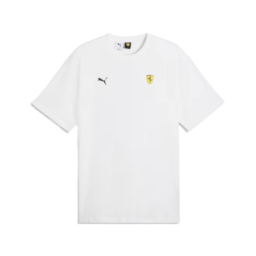 PUMA Scuderia Ferrari T Shirts Men's PUMA White Crew Neck Moderate