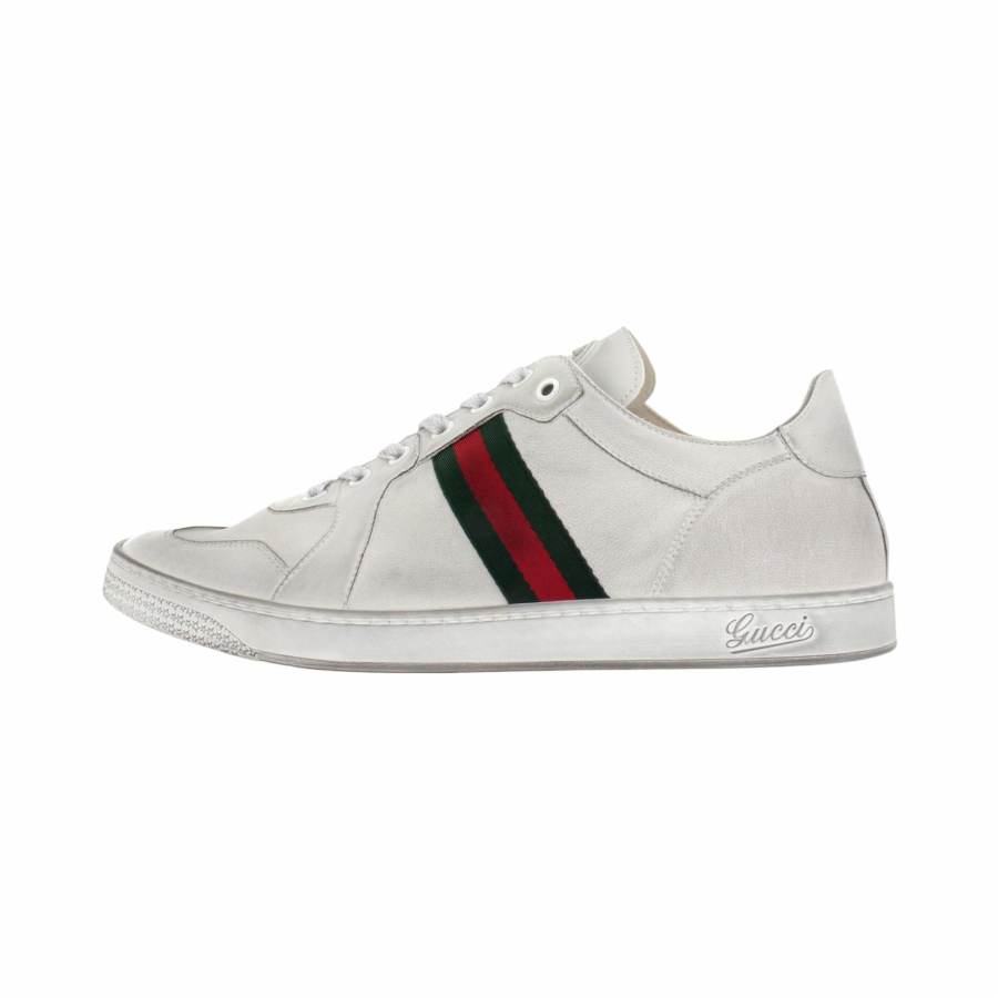 GUCCI Stretch Low top Skateboard Shoes Men's White