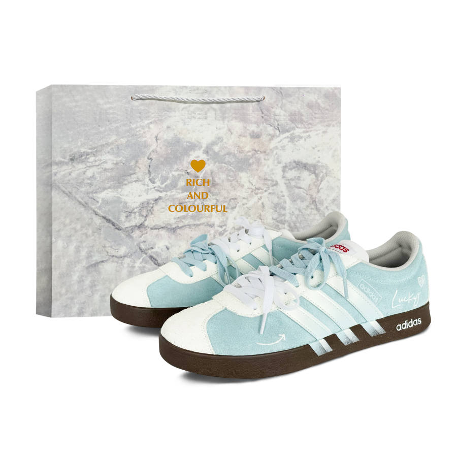 Adidas Adidas Vl Court Classic German Army Trainers Unisex Low Top Beige Yellow/Dusty Blue