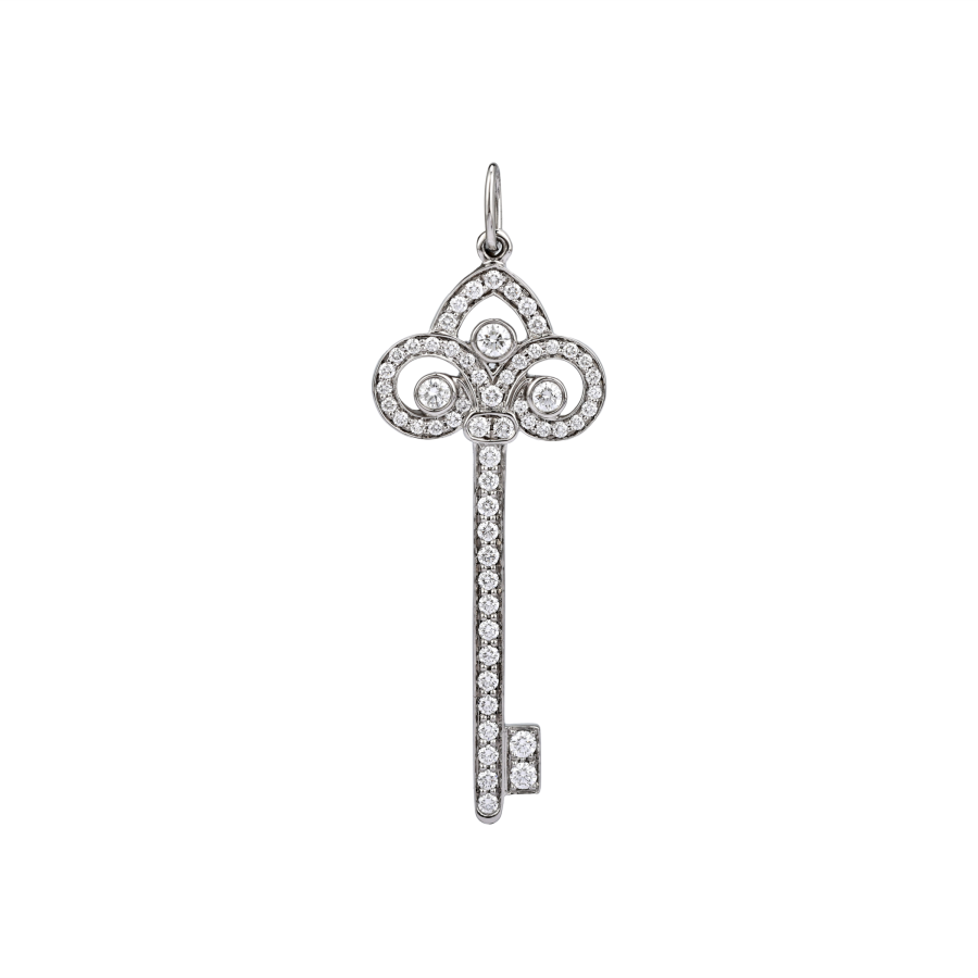 TIFFANY & CO. Keys Platinum Diamond Pendants Women's Silver