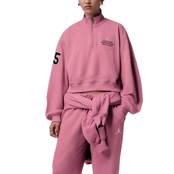 Jordan Jordan Brooklyn Sweatshirts Women's Desert Berry/Canvas Stand Collar Moderate