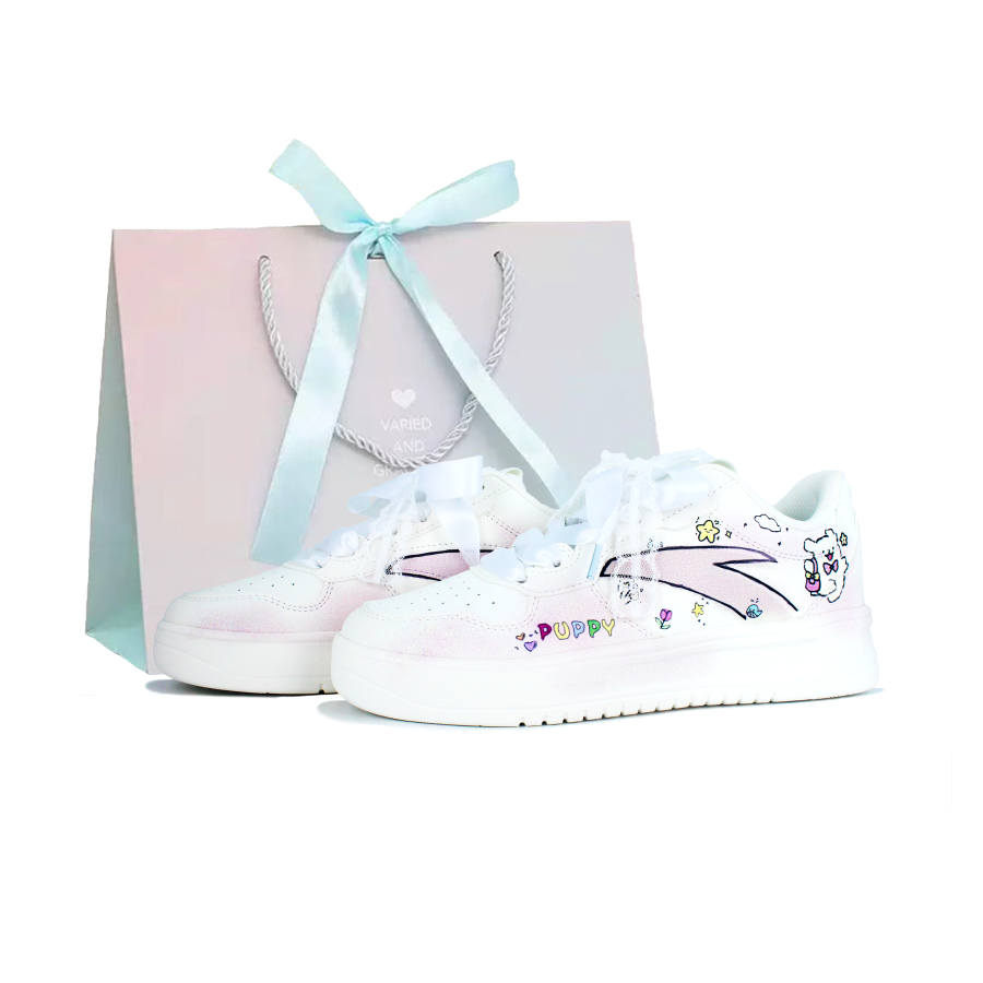 ANTA Easy Skateboard Shoes Women's Low Top White Pink Colorway