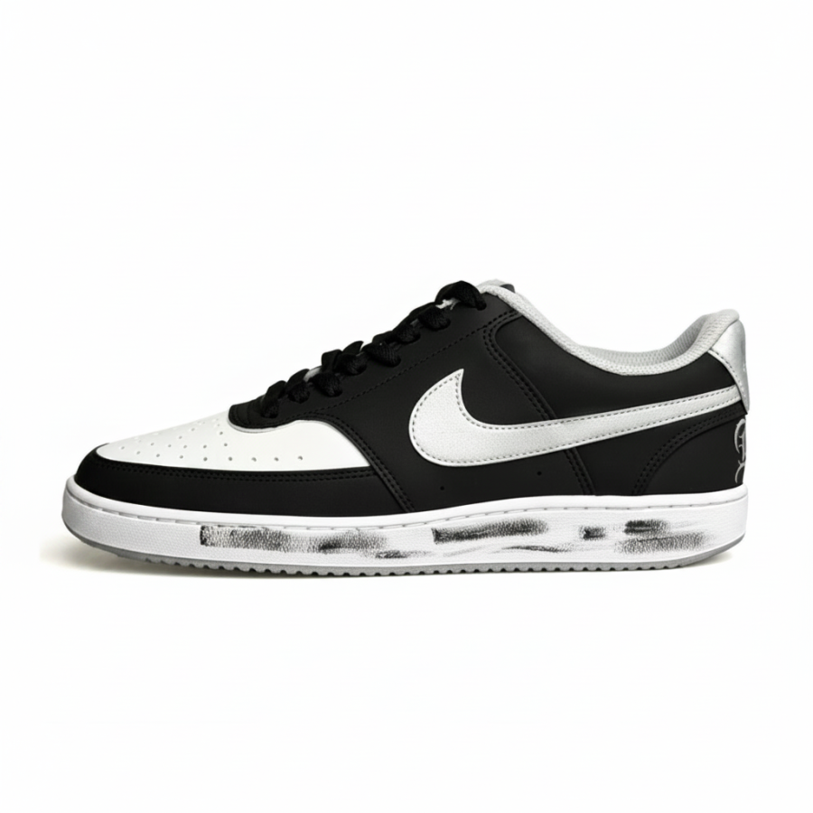 Nike Nike Court Vision Skateboard Shoes Men's Low Top Black White Silver Gray