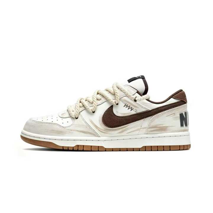 Nike Nike Big Skateboard Shoes Men's Low Top White Black Brown
