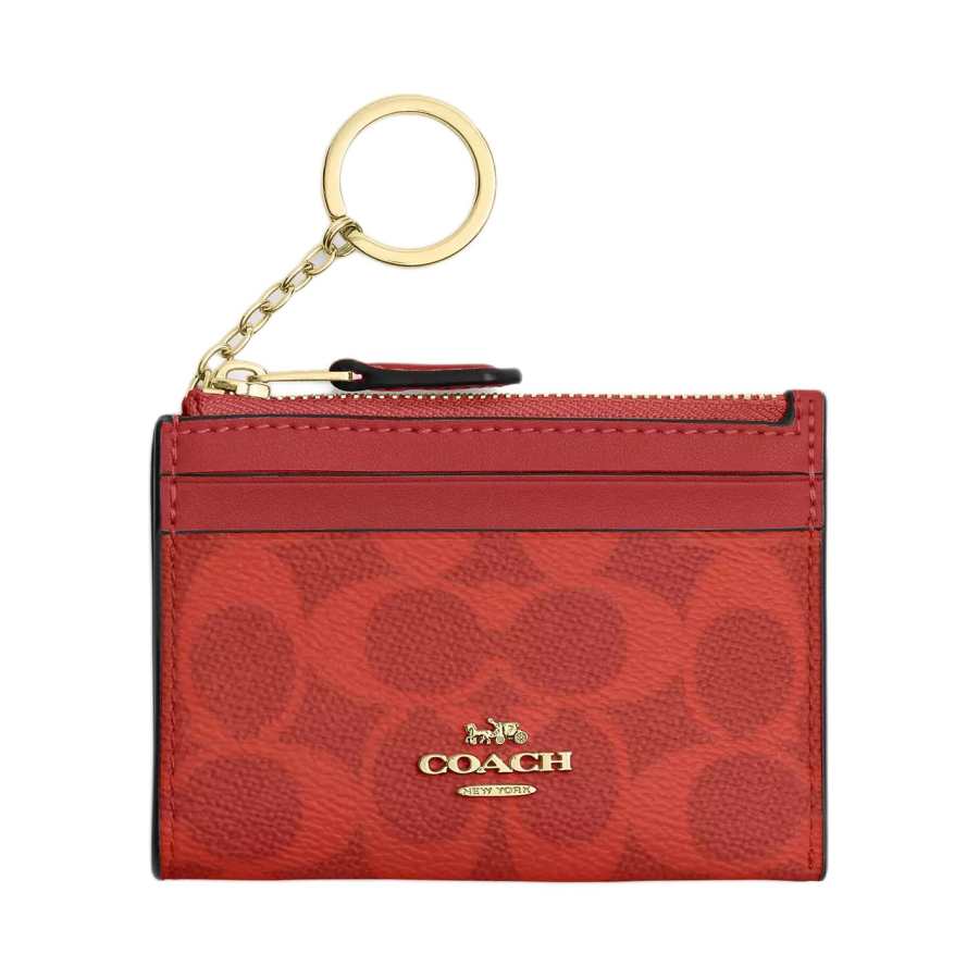 COACH Skinny Id Case Card Holders Dark Red