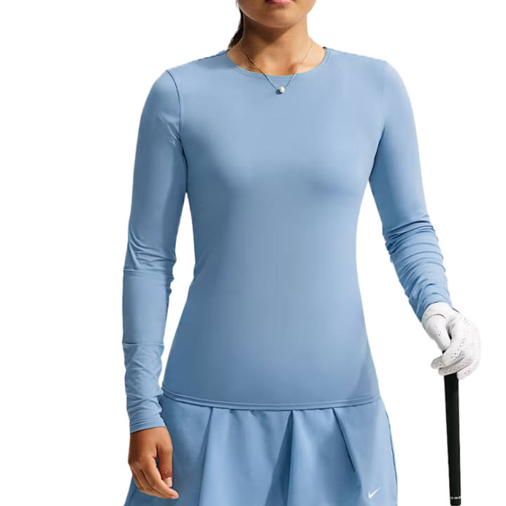 Nike Nike DRI FIT UV Golf Clothing Women's Blue/White Crew Neck Moderate