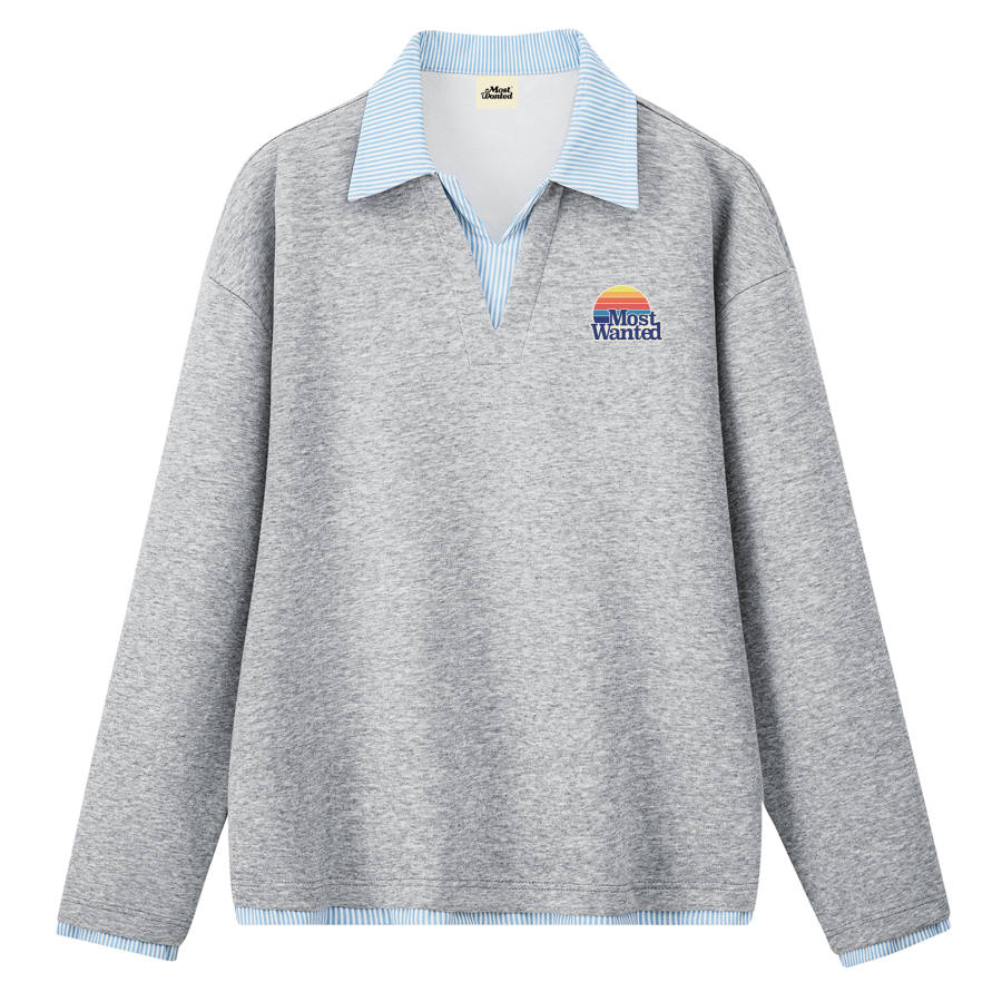 MostwantedLab Sweatshirts Unisex Lapel Moderate Straight Fit