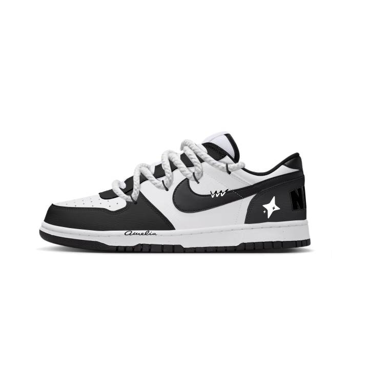 Nike Nike Big Skateboard Shoes Men's Low Top Black White