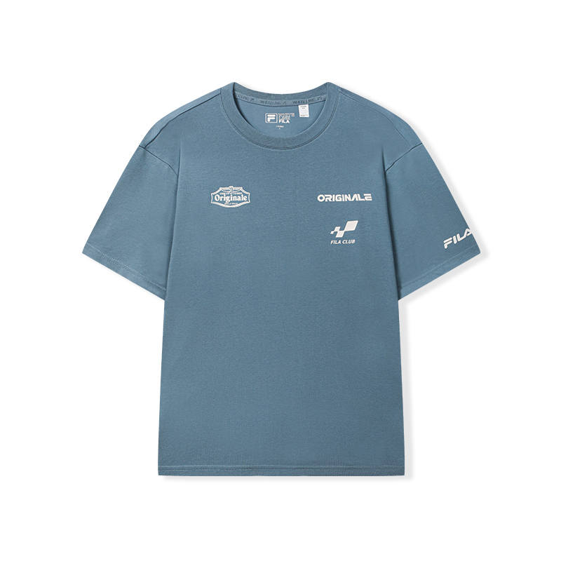 FILA ORIGINALE T Shirts Men's Lucky Page Blue Crew Neck Moderate Other