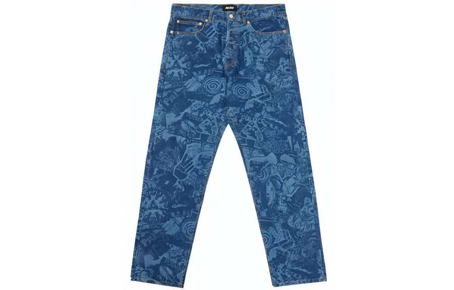 PALACE Jeans Unisex Blue Moderate Straight Fit Pants