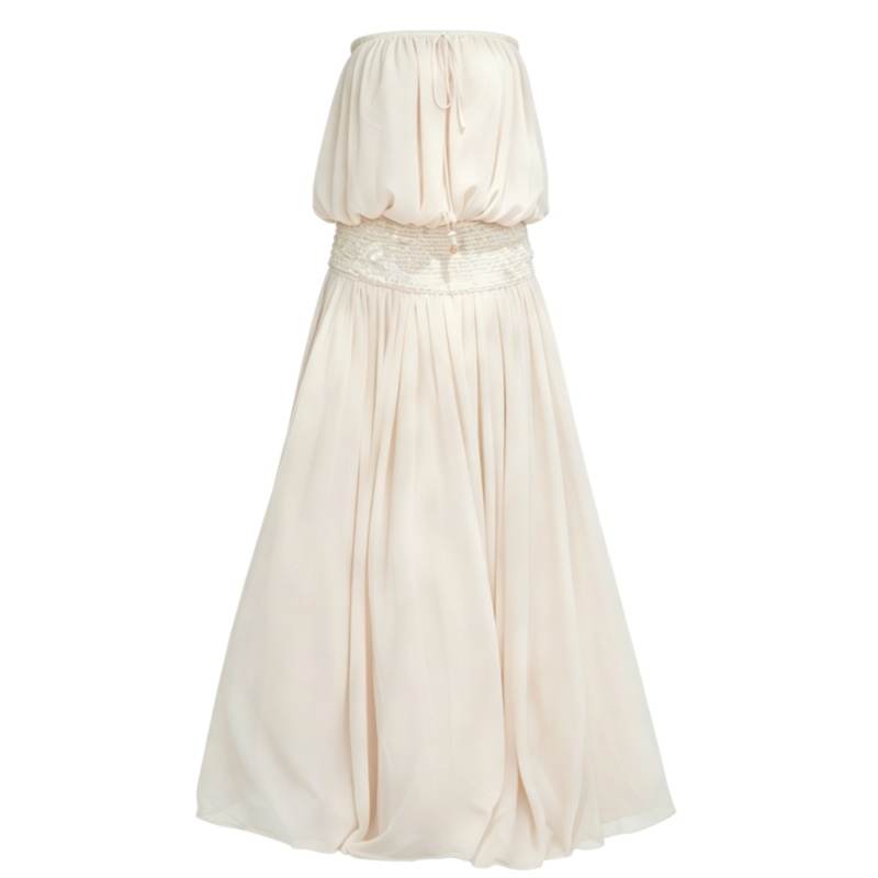 CPAURA Sleeveless Dresses Women's Flesh Strapless Top Moderate Long Skirt A Line Skirt