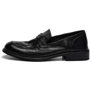 TBOF Loafers Horse Leather Shoes Low Heel Unisex Black