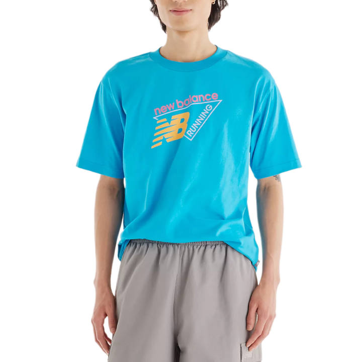 New Balance New Balance T Shirts Men's High Sky Blue Crew Neck Moderate