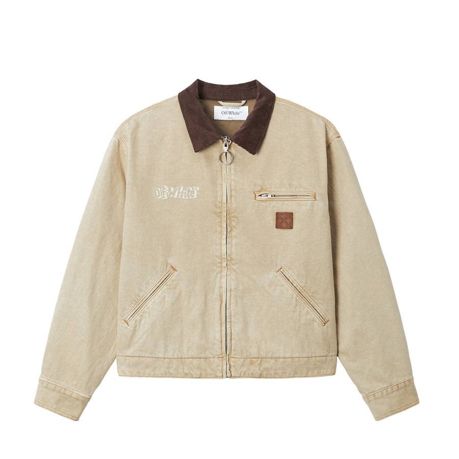 OFF-WHITE OFF WHITE Jackets Unisex Light Apricot Stand Collar Moderate Straight Fit