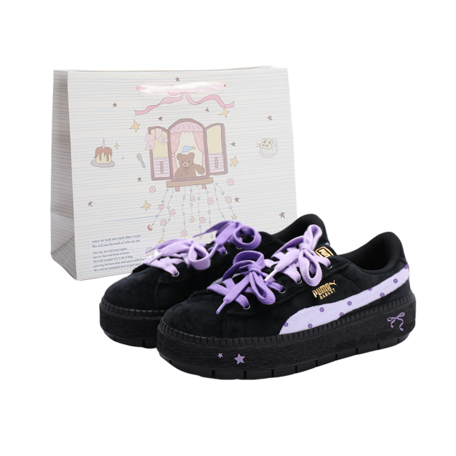 PUMA Platform Trace Skateboard Shoes Women's Low Top Black/Purple
