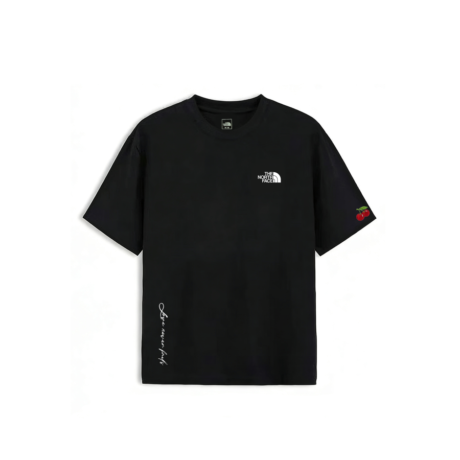 THE NORTH FACE T Shirts Unisex Black Cherry Crew Neck Moderate Straight Fit