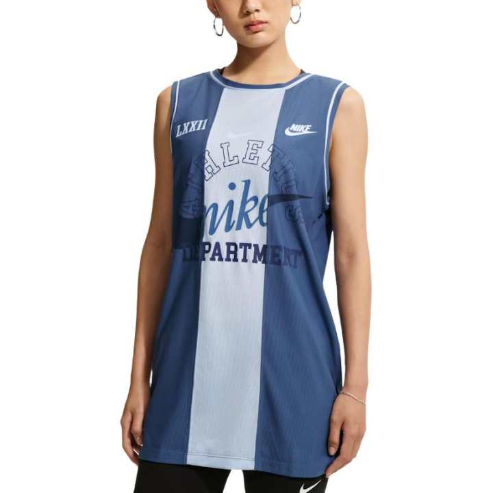Nike Nike Sportswear Sleeveless Dresses Women's Light Hydrogen Blue Crew Neck Moderate Short Skirt