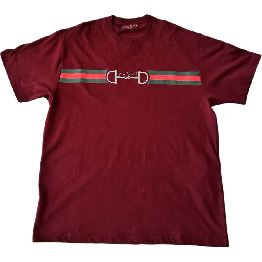 GUCCI T Shirts Men's Red Crew Neck Moderate Straight Fit