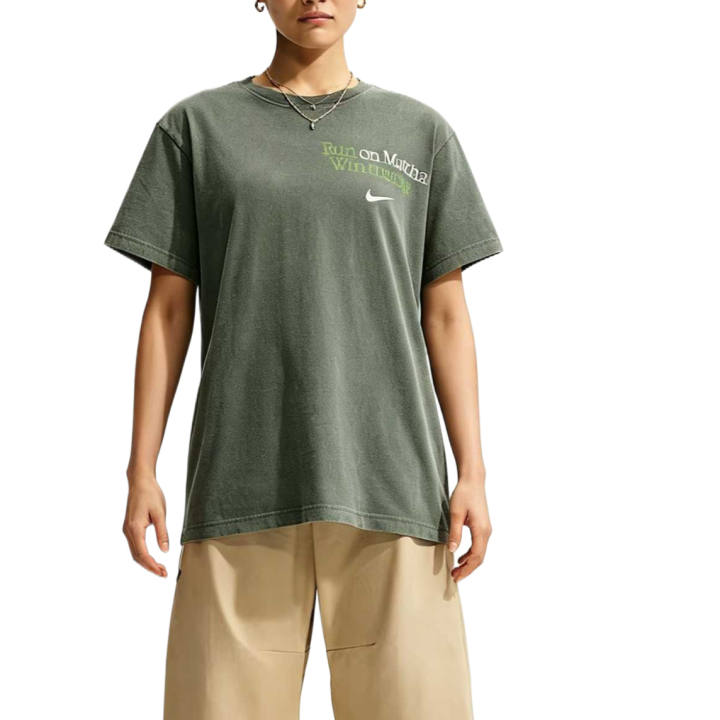 Nike Nike T Shirts Women's Green Camouflage Crew Neck Moderate