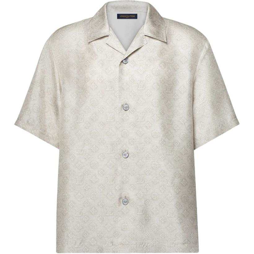 LOUIS VUITTON Monogram Shirts Men's Beige Moderate Straight Fit