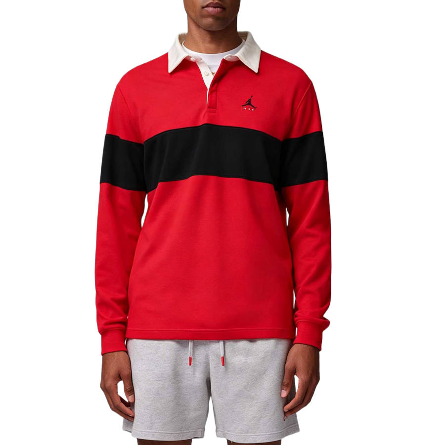 Jordan Jordan Brooklyn Polo Shirts Men's University Red/Black/Canvas White/Black Polo Collar Moderate