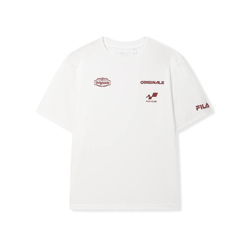 FILA ORIGINALE T Shirts Men's Cloud White Crew Neck Moderate Other