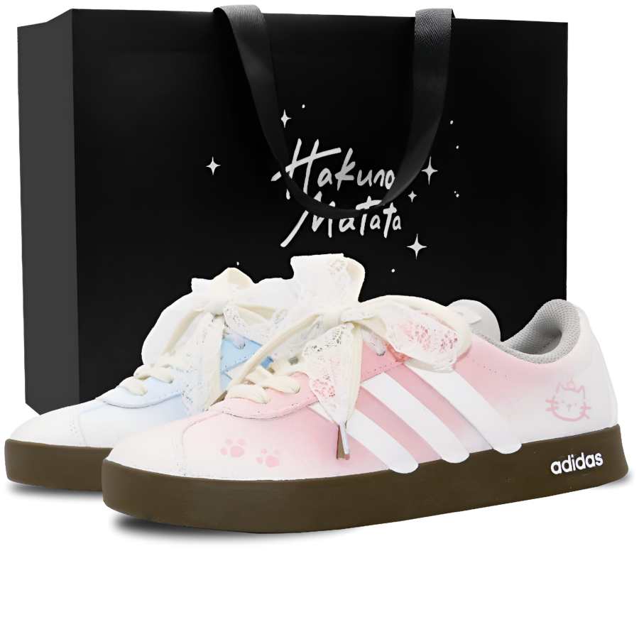 Adidas Adidas VL COURT 2.0 Skateboard Shoes Women's Low Top Pink/Blue/White
