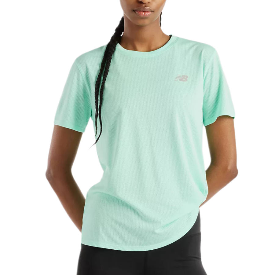 New Balance New Balance Quick Dry T Shirts Women's Bright Mint Green Crew Neck Moderate Straight Fit