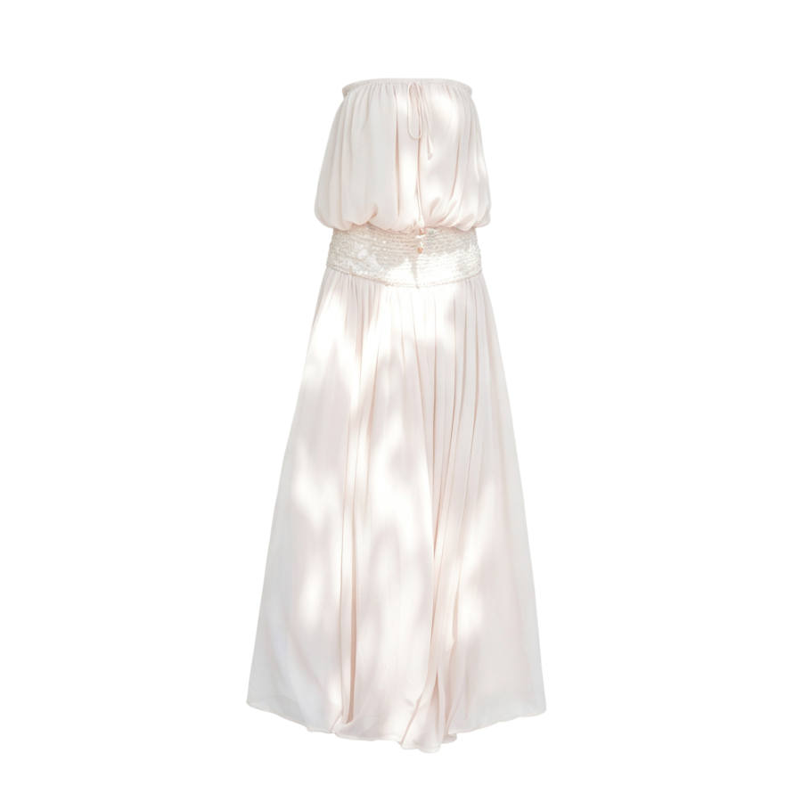 TUSHIFEI Sleeveless Dresses Women's Flesh Strapless Top Thin Long Skirt A Line Skirt