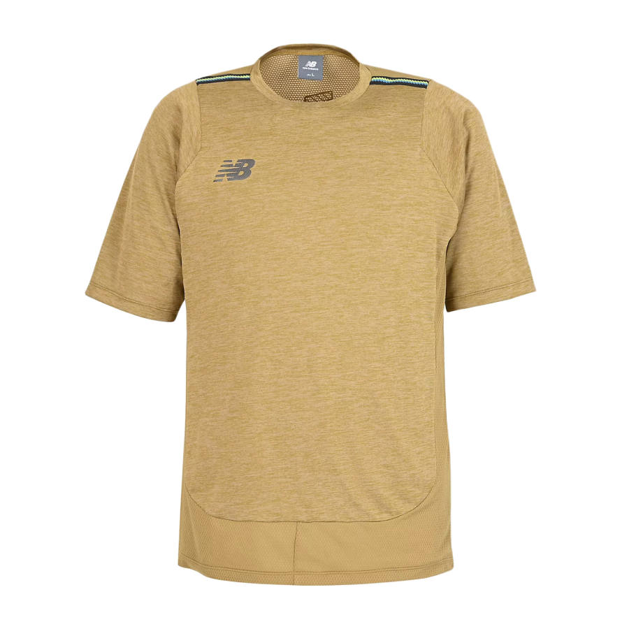 New Balance New Balance Black Out T Shirts Men's Drift Sand Brown Crew Neck Moderate Straight Fit