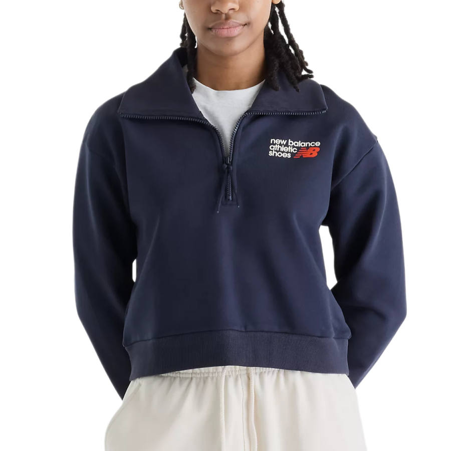 New Balance New Balance NB Athletics Sweatshirts Women's Night Blue Lapel Moderate