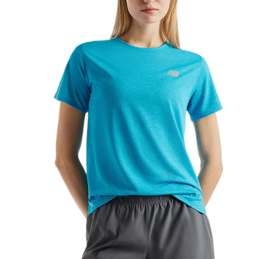 New Balance New Balance Quick Dry T Shirts Women's High Sky Blue Crew Neck Moderate Straight Fit
