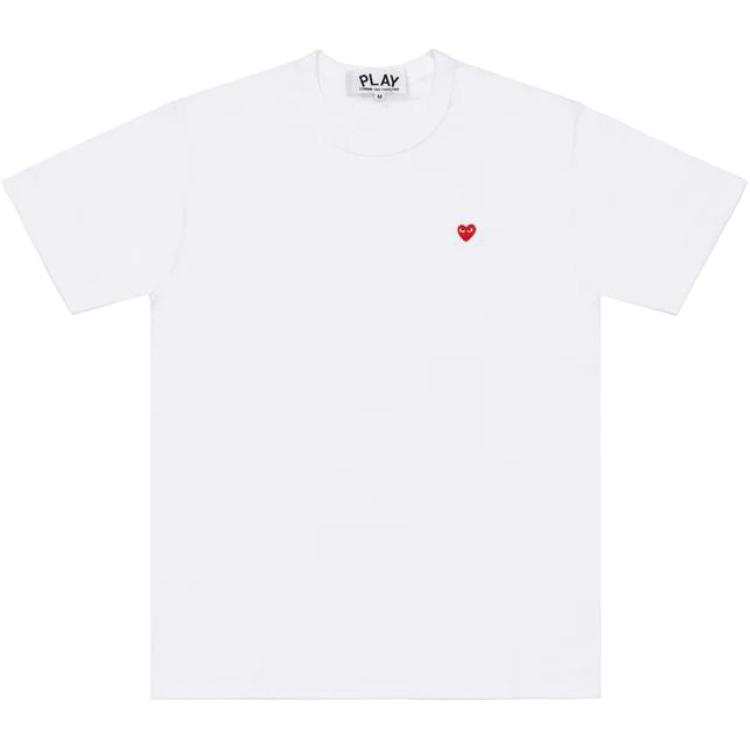 CDG Play T Shirts Unisex White Crew Neck Moderate