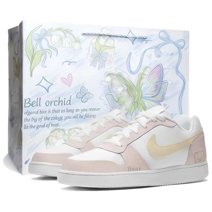 Nike Nike EBERNON Skateboard Shoes Women's Low Top Yellow White Pink