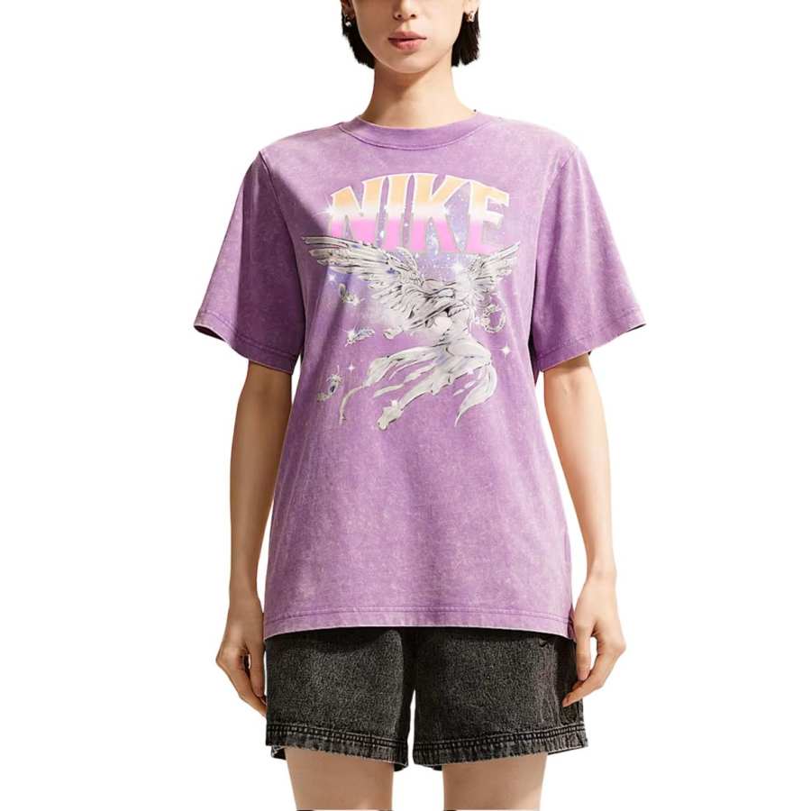 Nike Nike Sportswear T Shirts Women's Monarch Purple Crew Neck Moderate