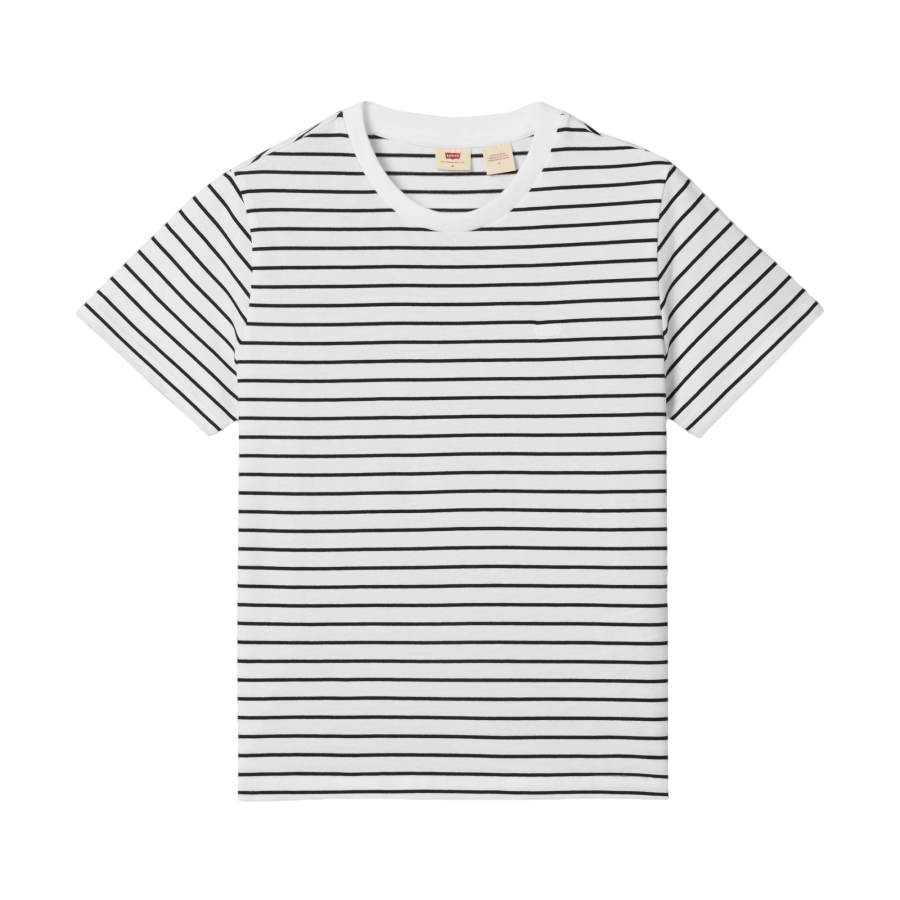 Levis T Shirts Women's Black White Stripes Crew Neck