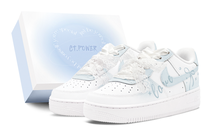 Nike Nike Air Force 1 Skateboard Shoes Women's Low Top Blue/White