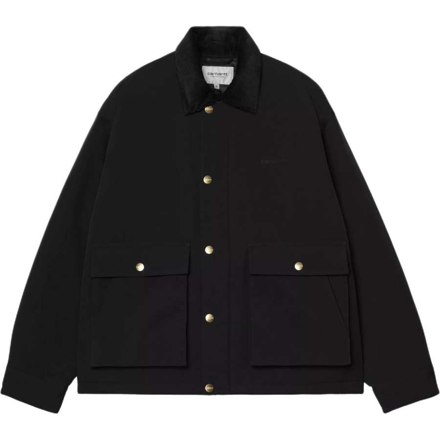 Carhartt WIP Puffer Jackets Unisex Black Lapel Moderate Straight Fit